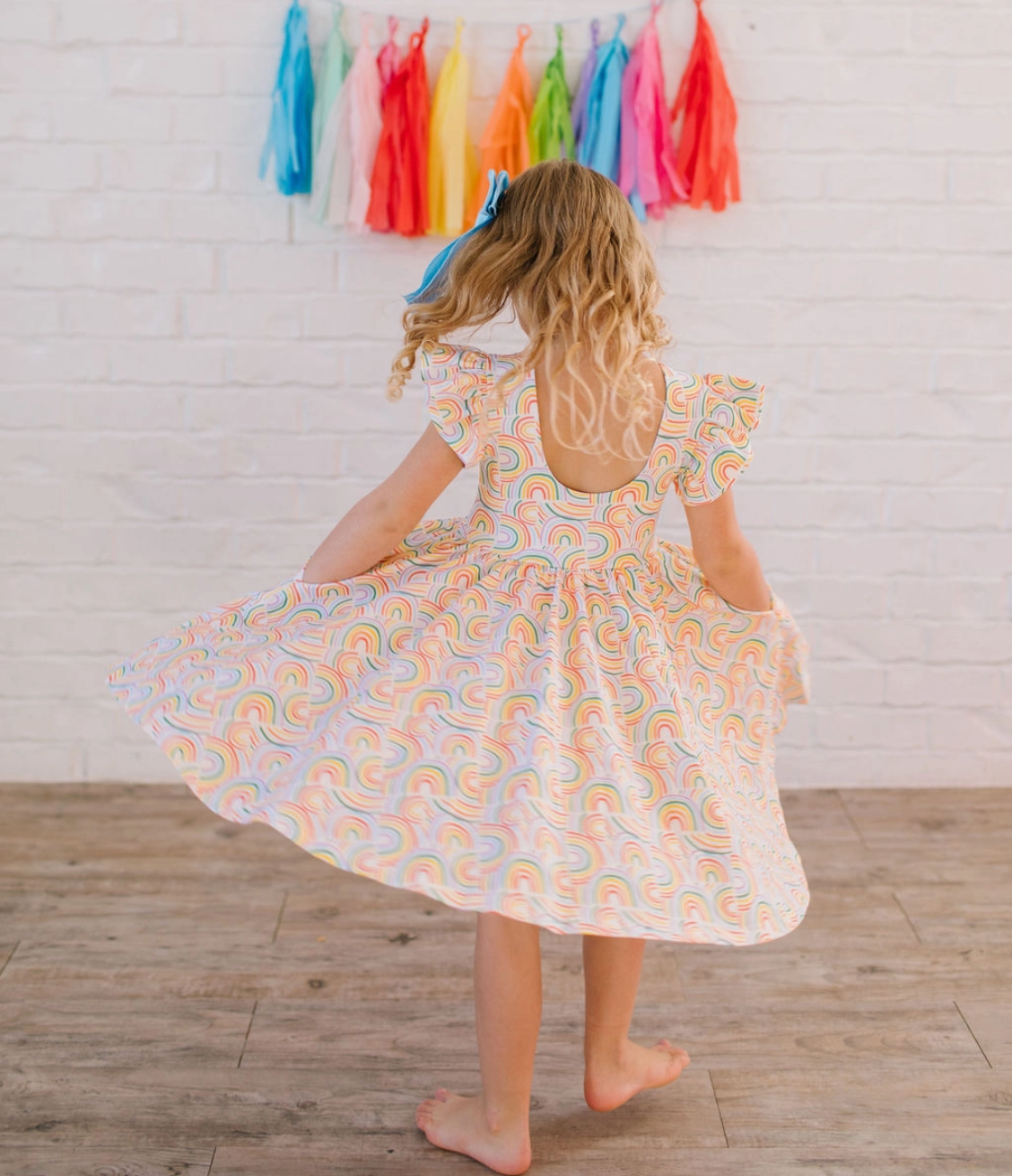 Olivia Twirl Dress, Primary Rainbow - Magpies Paducah
