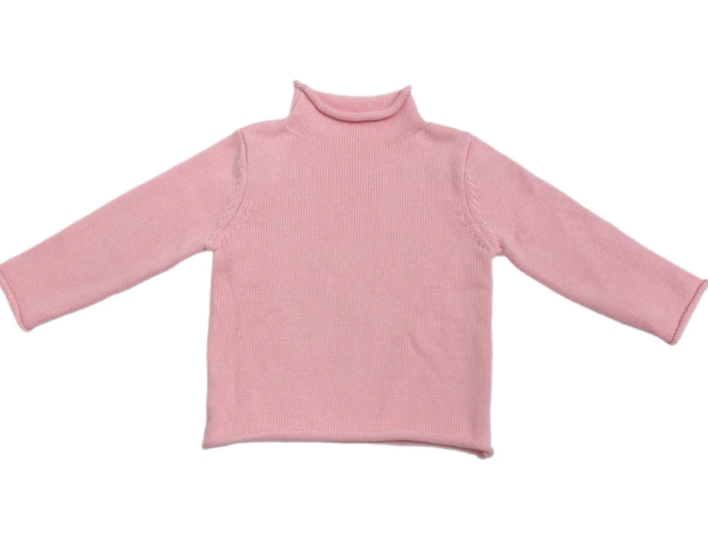 Cotton Knit Rollneck Sweater, Light Pink - Magpies Paducah