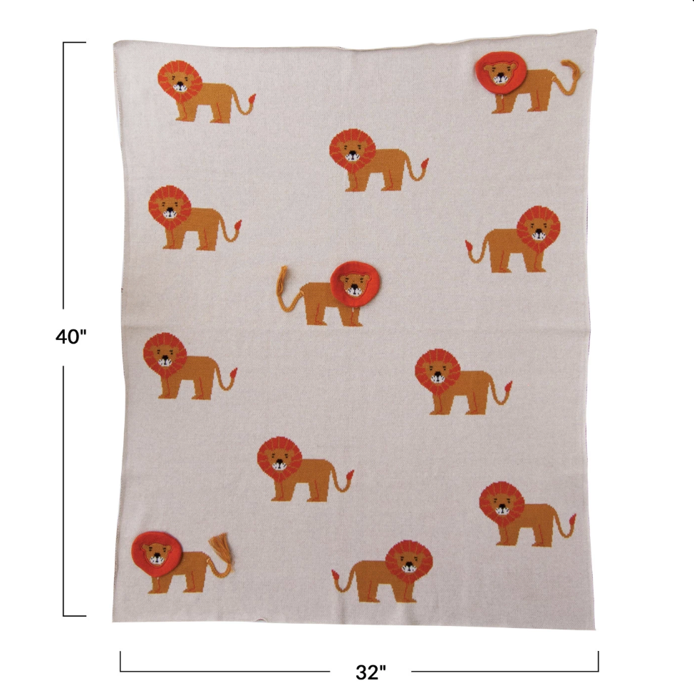 Knit Baby Blanket, Lions - Magpies Paducah