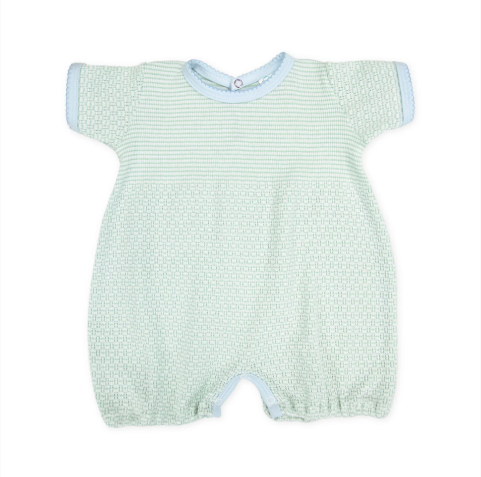 Short Sleeve Bubble, Green/Blue Trim - Magpies Paducah
