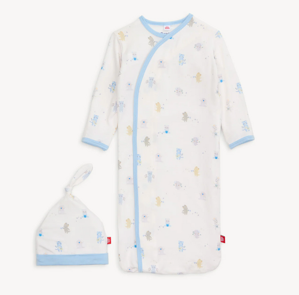 Modal Gown + Hat Set, Blue Baby Beats - Magpies Paducah