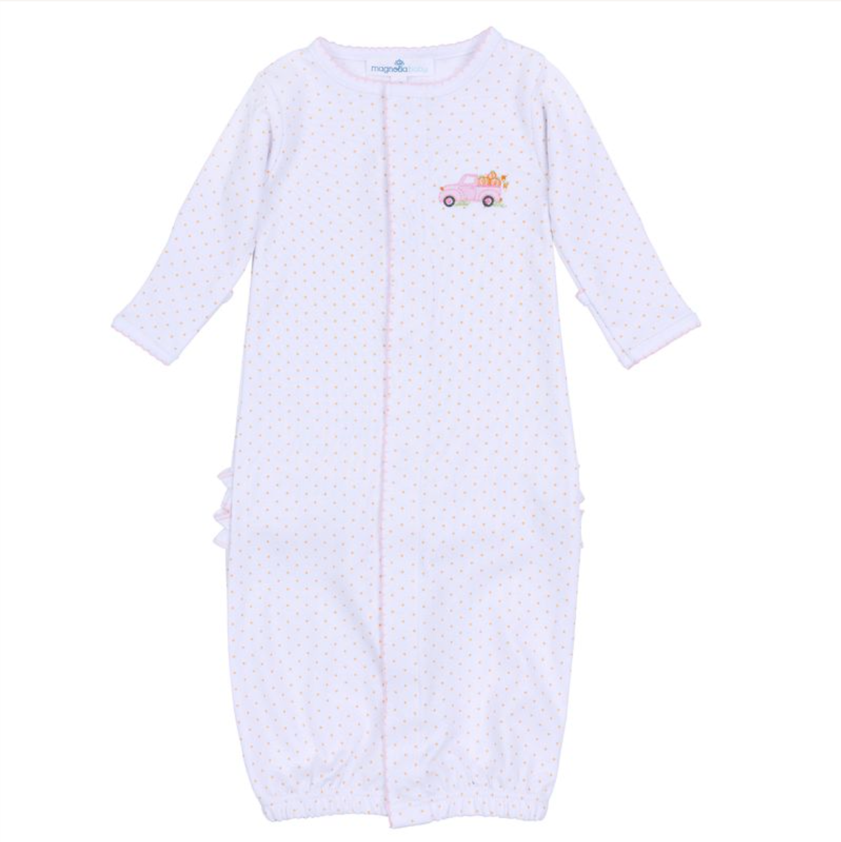 Embroidered Ruffle Converter, Pink Pumpkin Patch Fun - Magpies Paducah