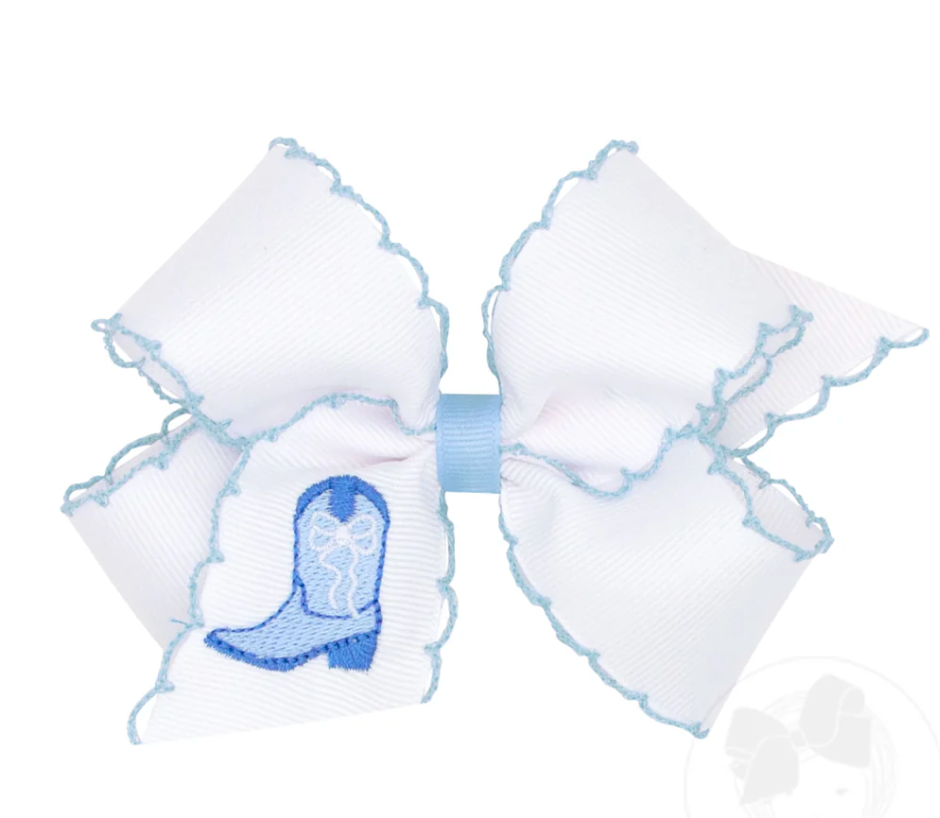 Medium Moonstitch Bow, Blue Cowgirl Boot - Magpies Paducah