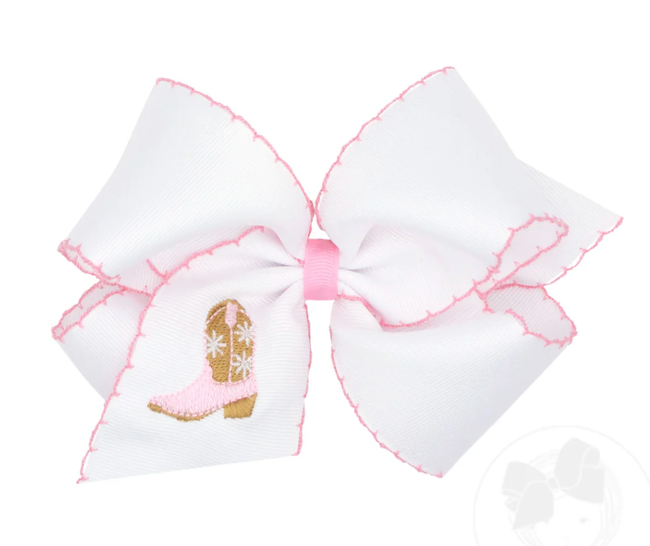 King Moonstitch Bow, Pink Cowgirl Boot - Magpies Paducah