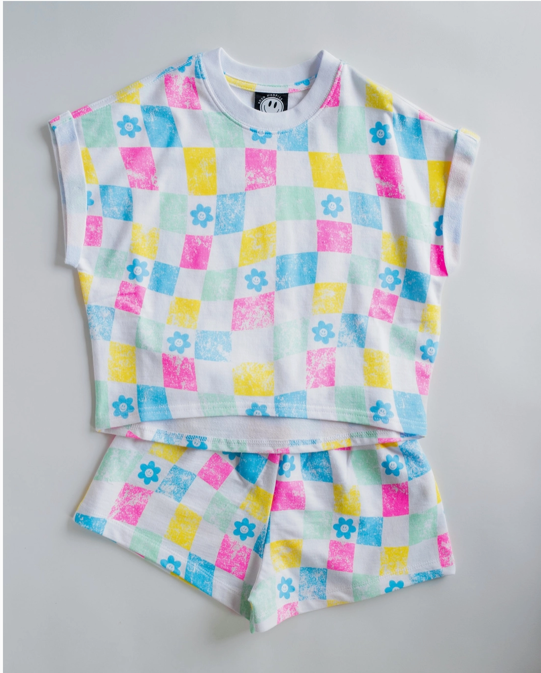 All Over Checker French Terry Tee - Magpies Paducah