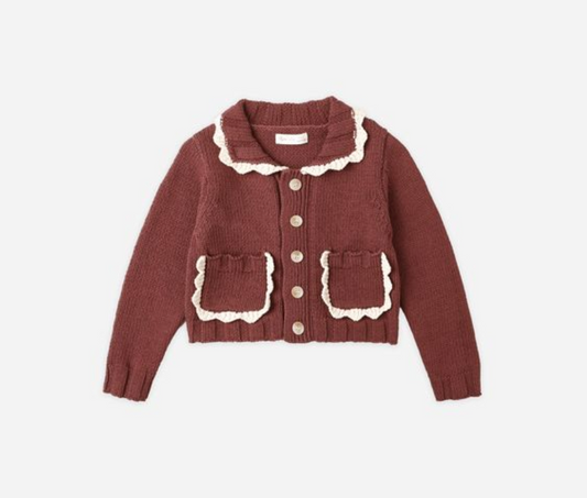 Collared Cardigan, Burgundy - Magpies Paducah