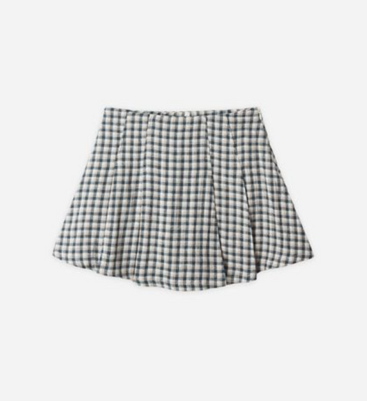 Pleated Mini Skirt, Navy Check | 6-7y - Magpies Paducah