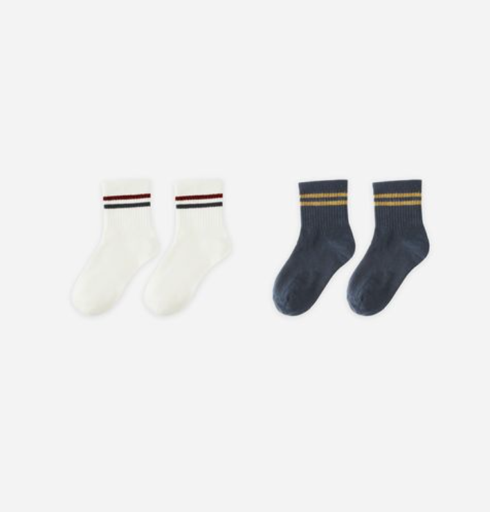Stripe Socks, 2-pack | Ivory, Navy - Magpies Paducah