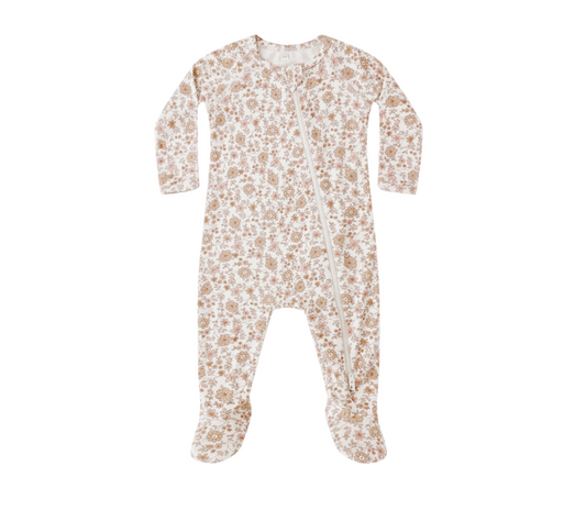 Bamboo Zip Footie, Bloom | 6-12m - Magpies Paducah