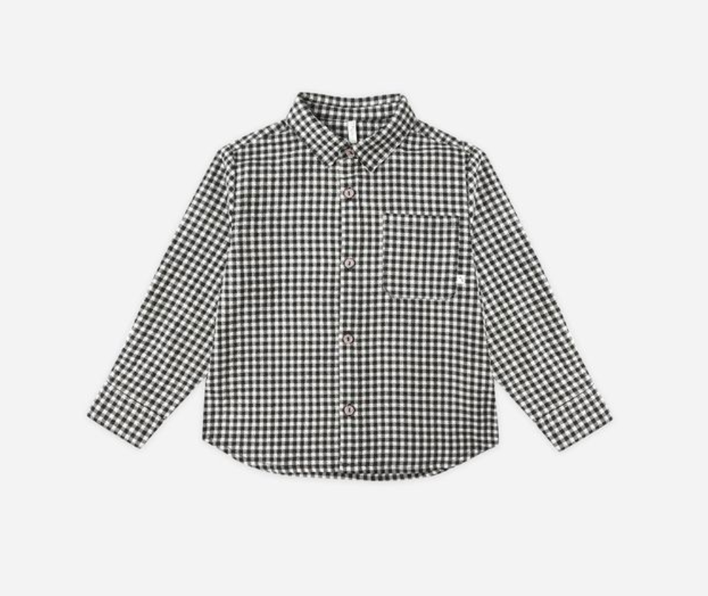 Collared Long Sleeve Shirt, Black Gingham - Magpies Paducah