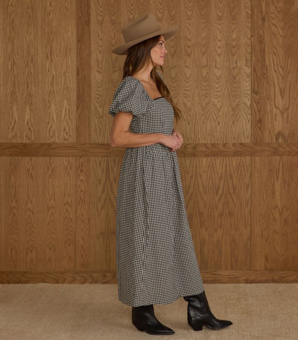 Women's Chiara Dress, Black Gingham - Magpies Paducah