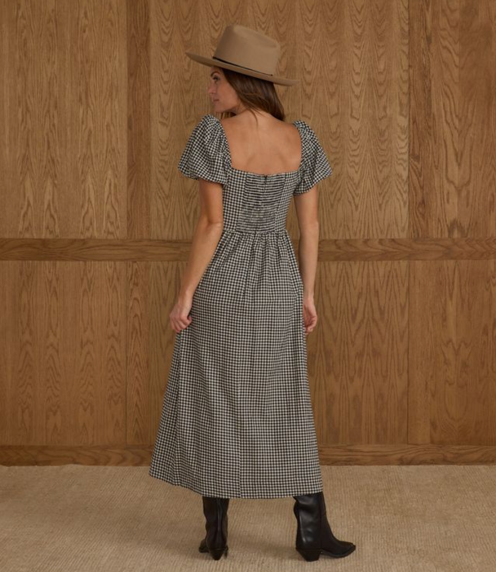 Women's Chiara Dress, Black Gingham - Magpies Paducah