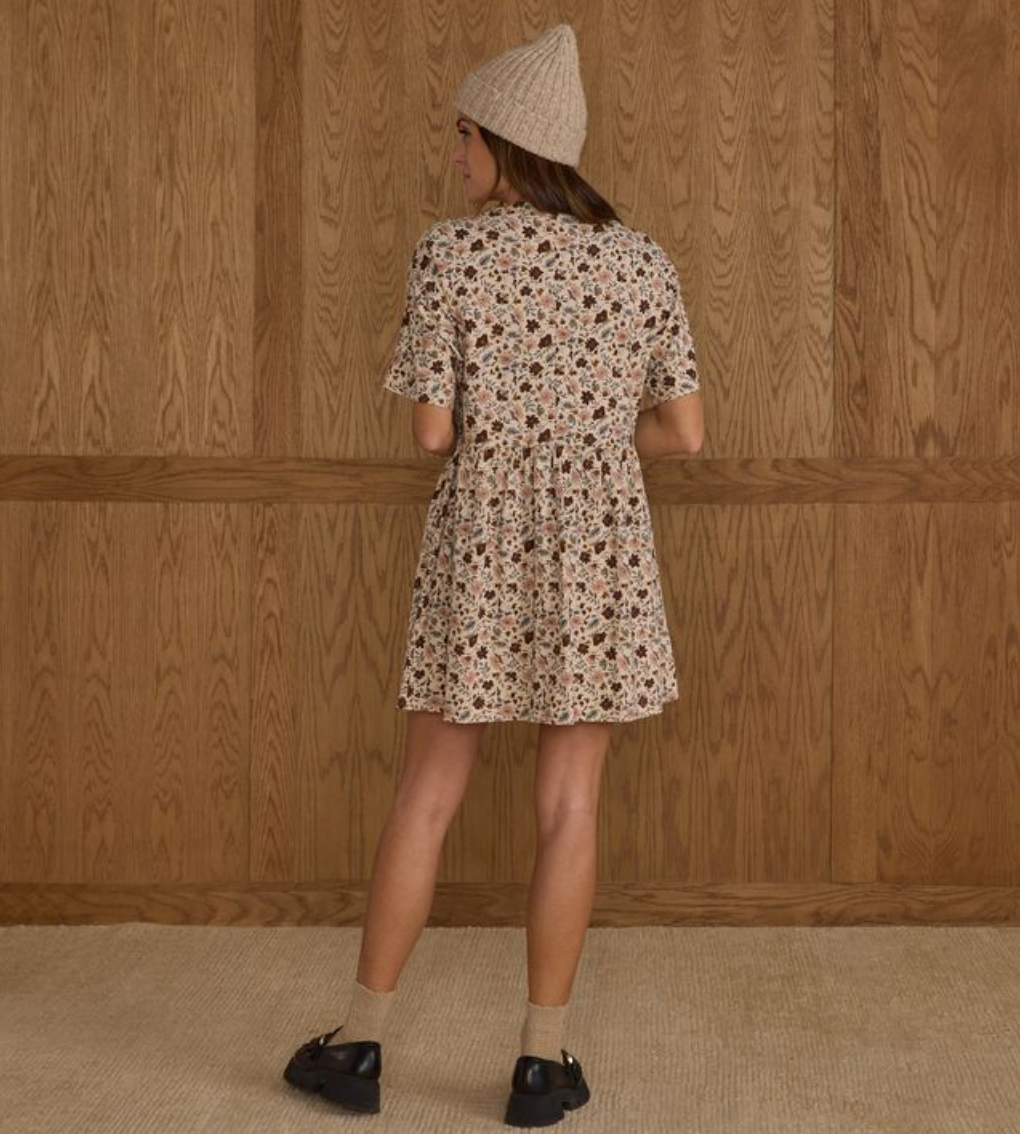 Women's Button Jersey Mini Dress, Posy - Magpies Paducah