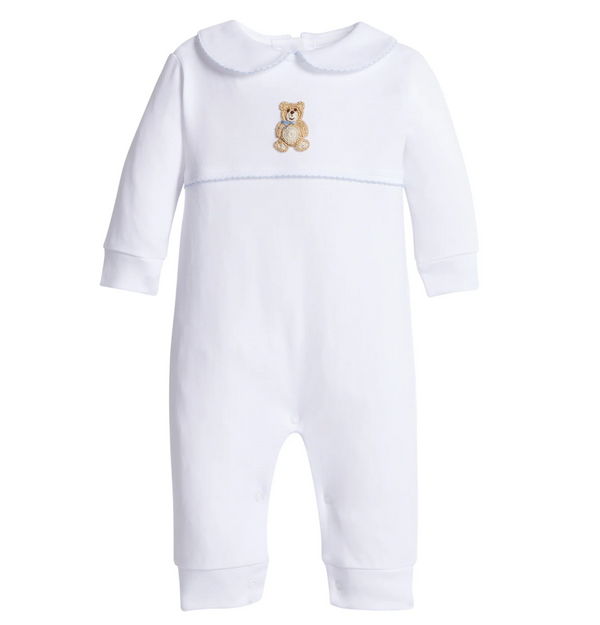 Crochet Playsuit, Blue Teddy Bear - Magpies Paducah