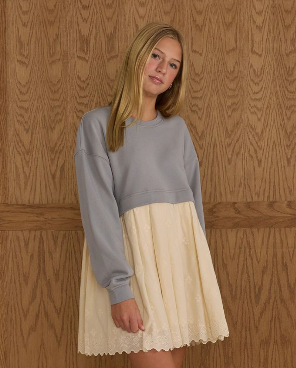 Teen Sweatshirt Dress, Dusty Blue - Magpies Paducah