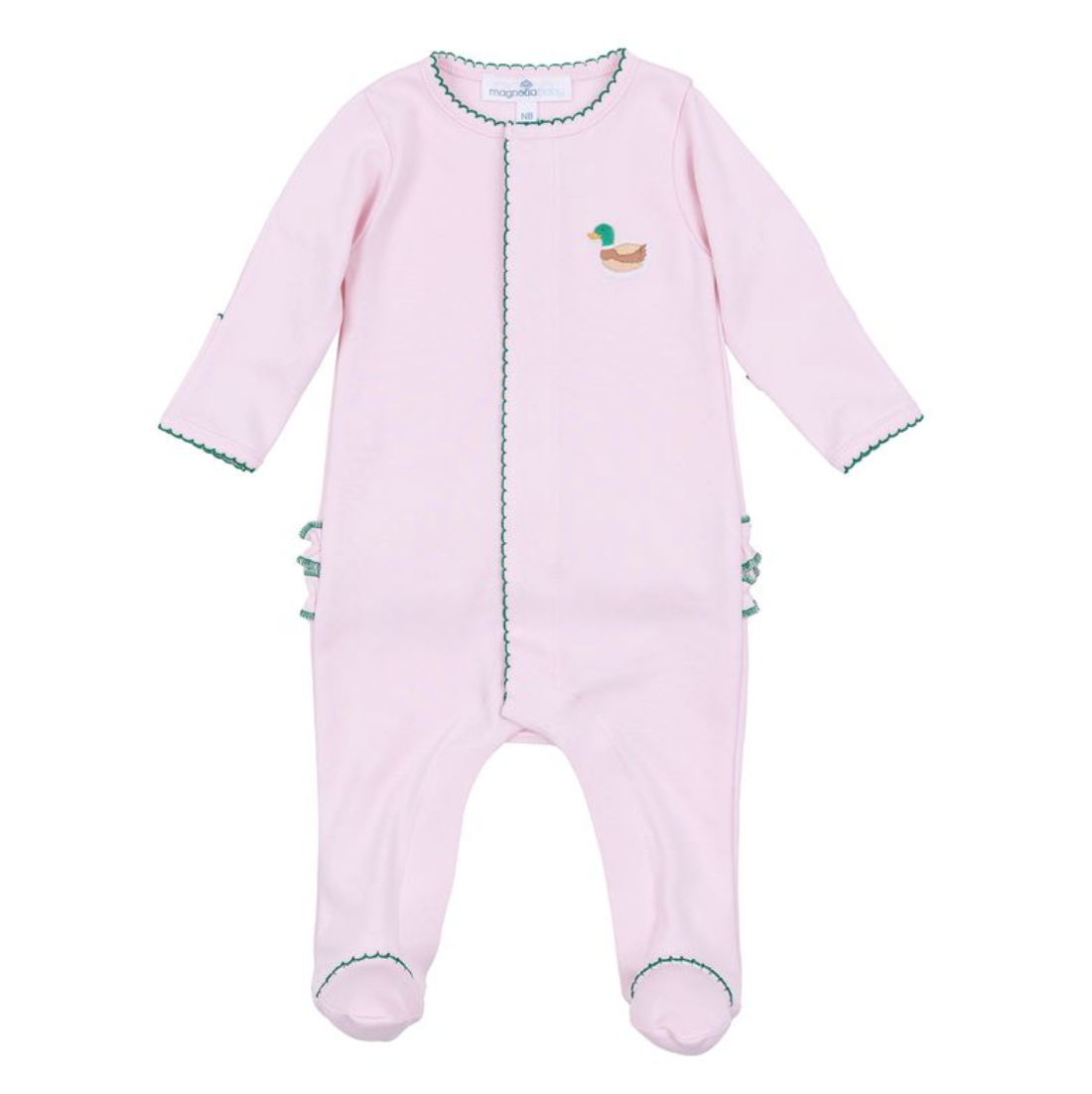 Embroidered Footie, Pink Mini Mallard