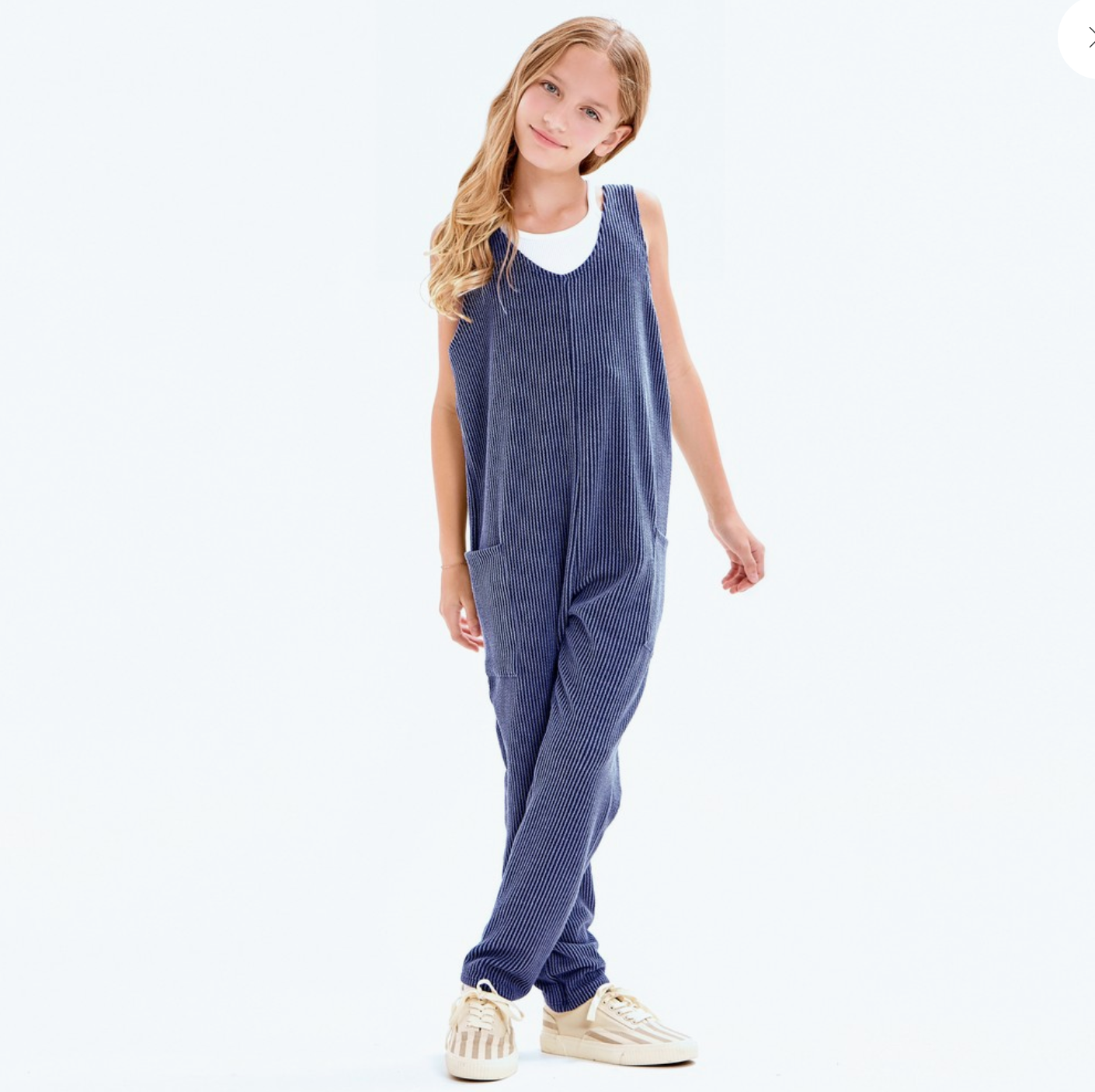 Ribbed Jumpsuit, Washed Navy