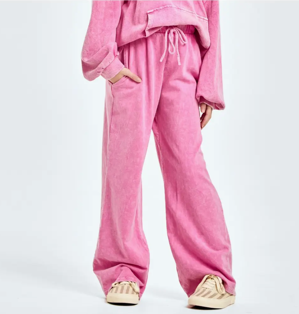 Wide Leg Sweats, Mineral Washed Pink