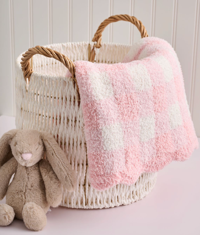 Pink Gingham Chenille Blanket