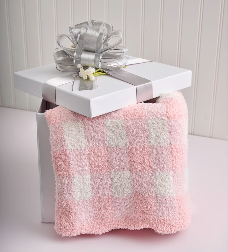 Pink Gingham Chenille Blanket