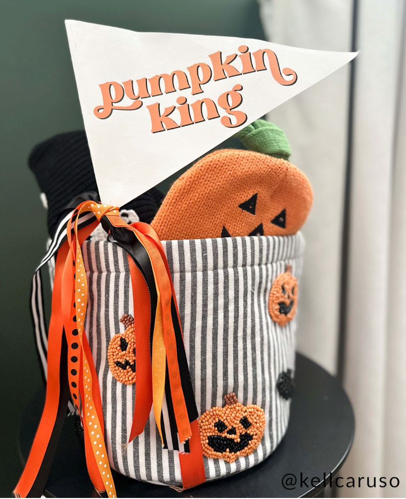 Pumpkin Beaded Halloween Bucket