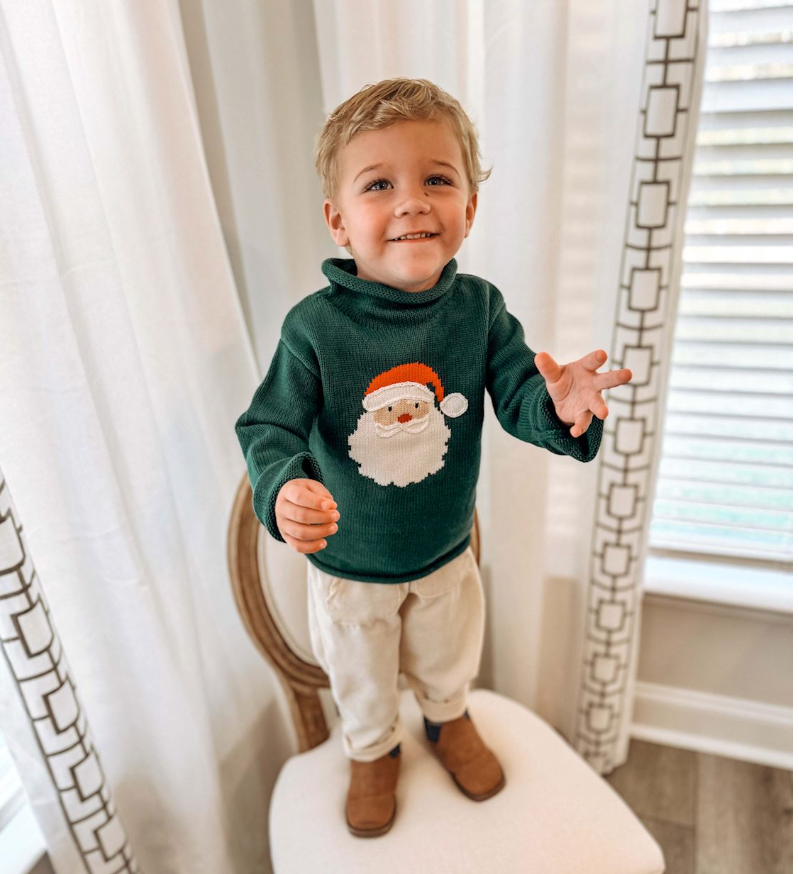 Green Santa Rollneck Sweater - Magpies Paducah