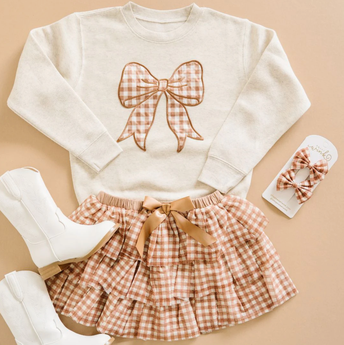 Gingham Bow Patch Sweatshirt - Magpies Paducah