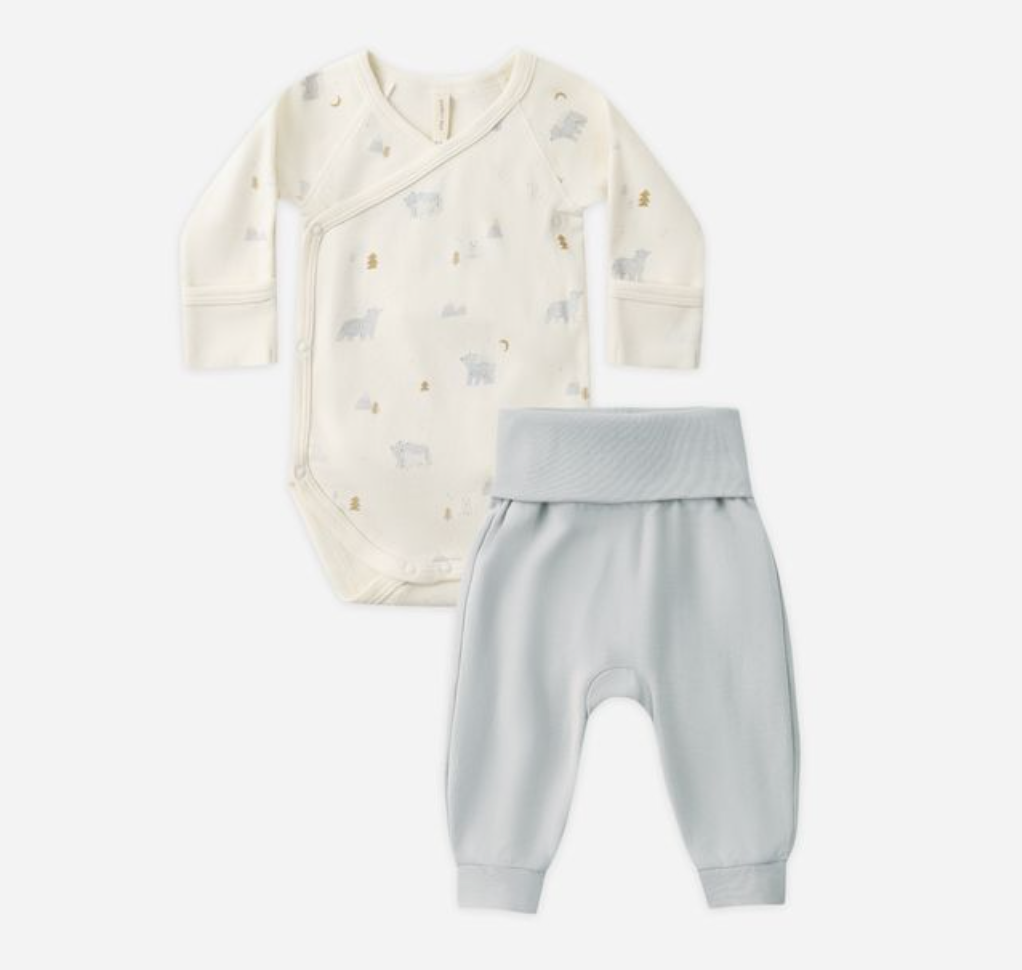Side Snap Bodysuit + Pant Set, Polar Bears - Magpies Paducah