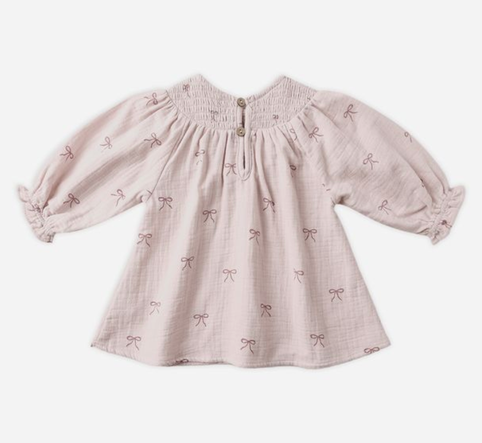 V Smocked Dress, Bows - Magpies Paducah