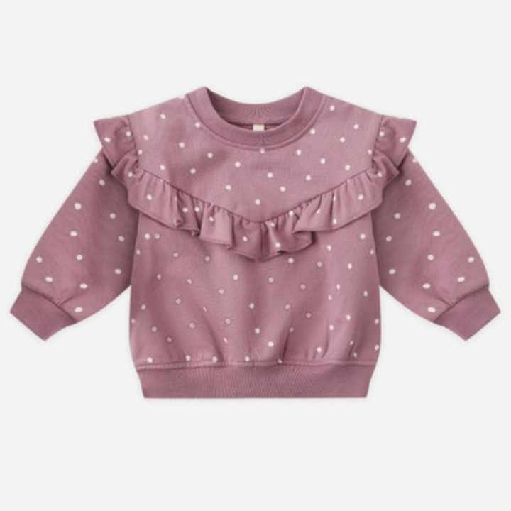 Ruffle Fleece Sweatshirt, Polka Dots - Magpies Paducah