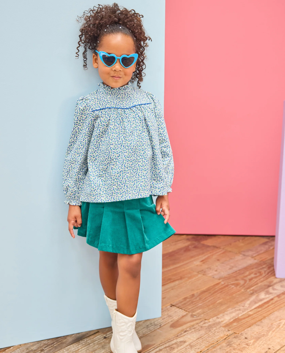 Pleated Mini Skort, Peacock Velvet - Magpies Paducah