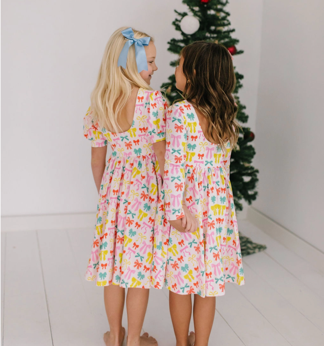 Gwendolyn Dress, Holiday Bows - Magpies Paducah