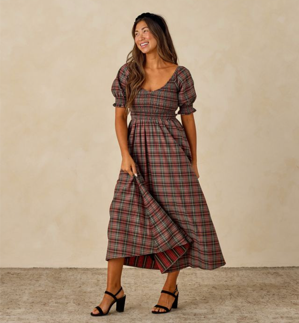 Adele Dress, Winter Tartan