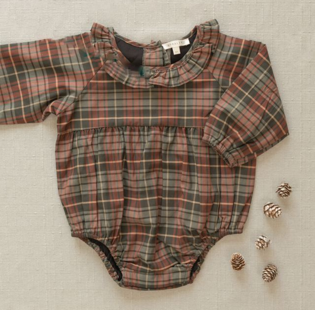 Adeline Romper, Winter Tartan