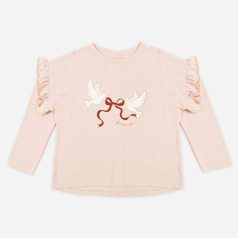 Ruffle Long Sleeve Tee, Peace
