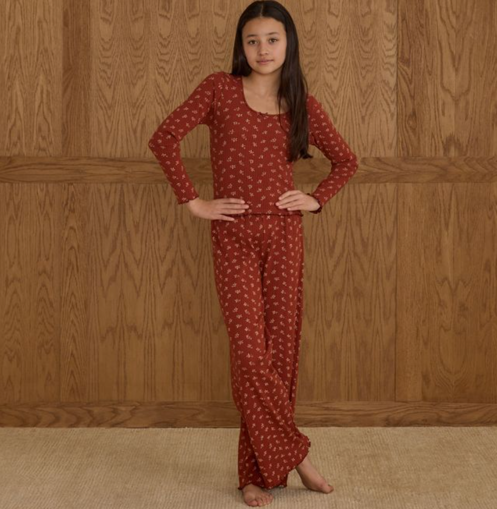Teen Ribbed Lounge Set, Ruby Ditsy