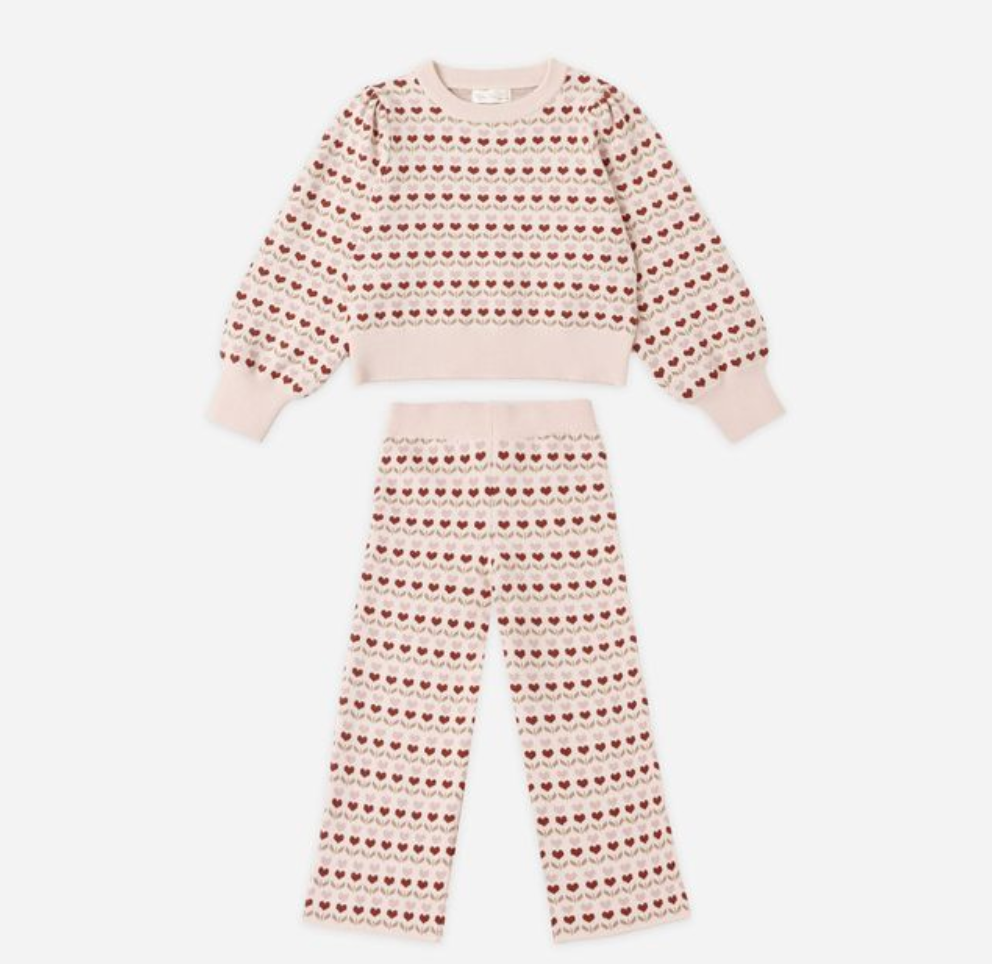 Jacquard Knit Set, Ruby Hearts