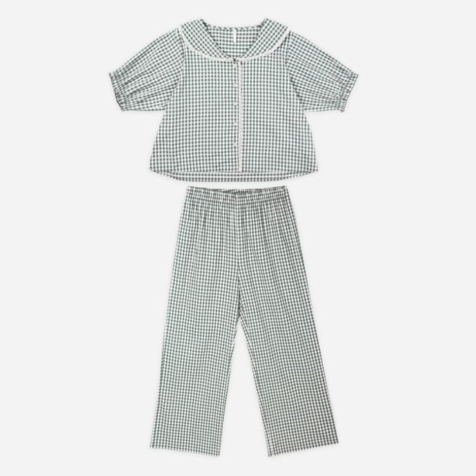Ruffle Pajamas, Evergreen Gingham