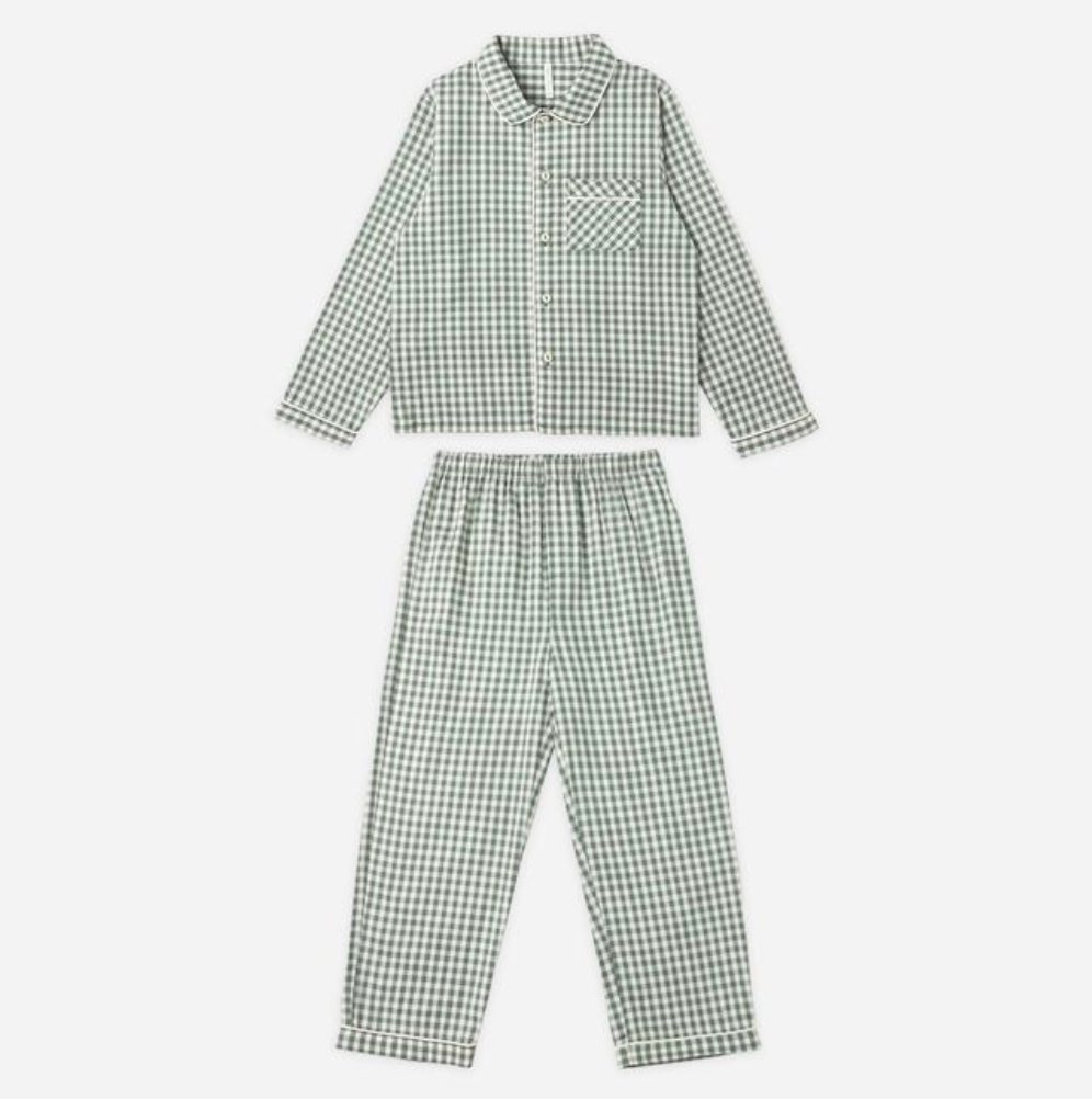 Long Sleeve Pajamas, Evergreen Gingham