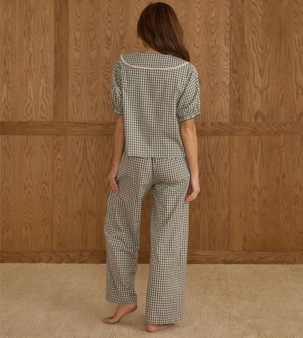 Women's Ruffle Pajamas, Evergreen Gingham | XLarge