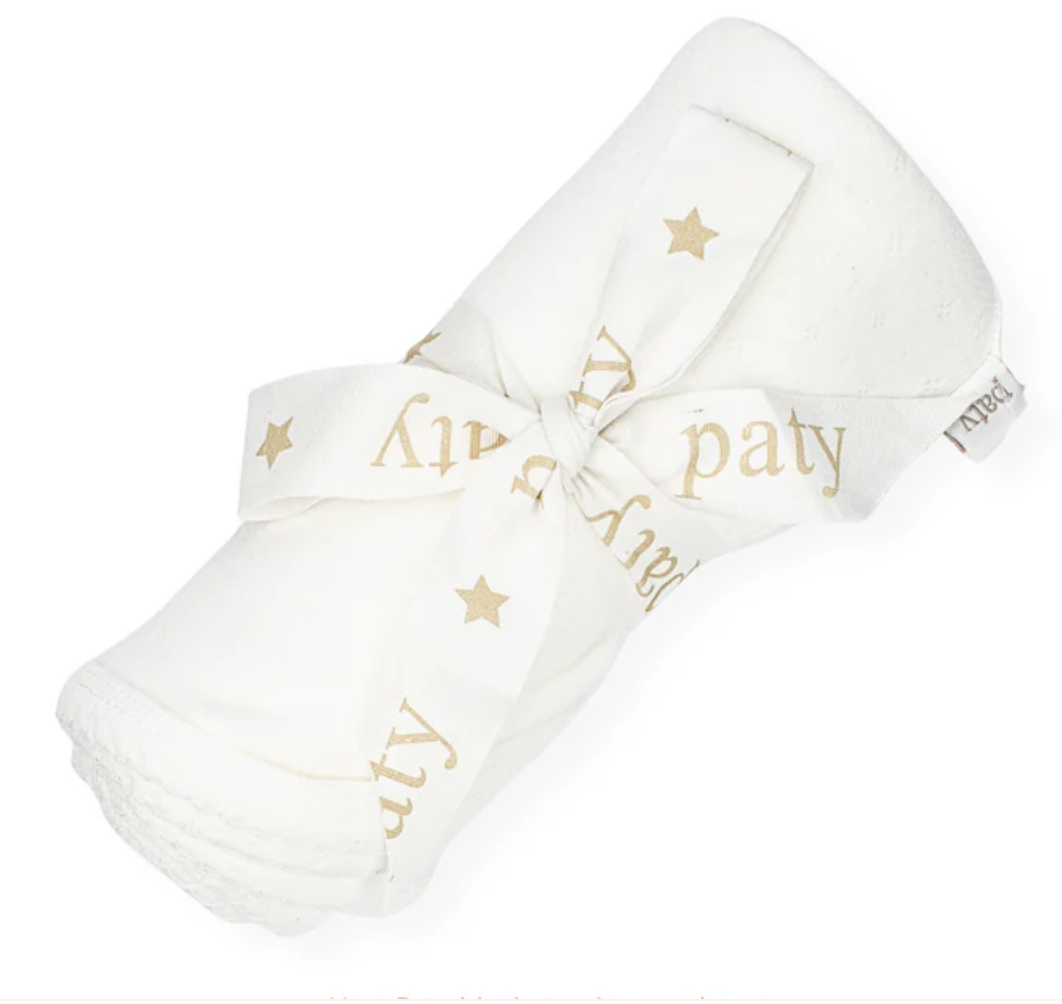 Paty Pointelle Swaddle, White/White Trim