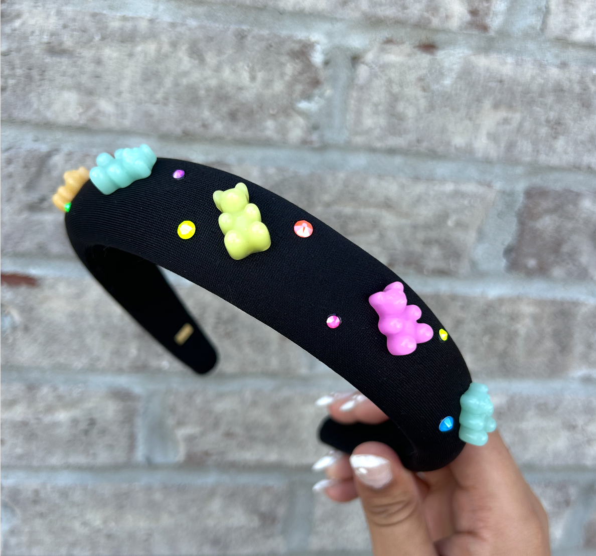 Neon Gummy Black Padded Headband