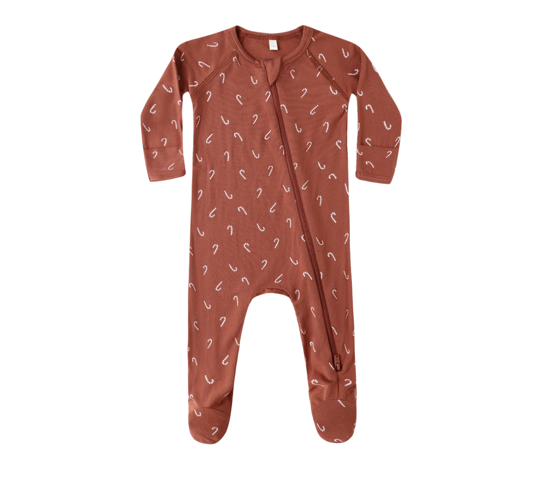 Bamboo Zip Footie, Candy Canes