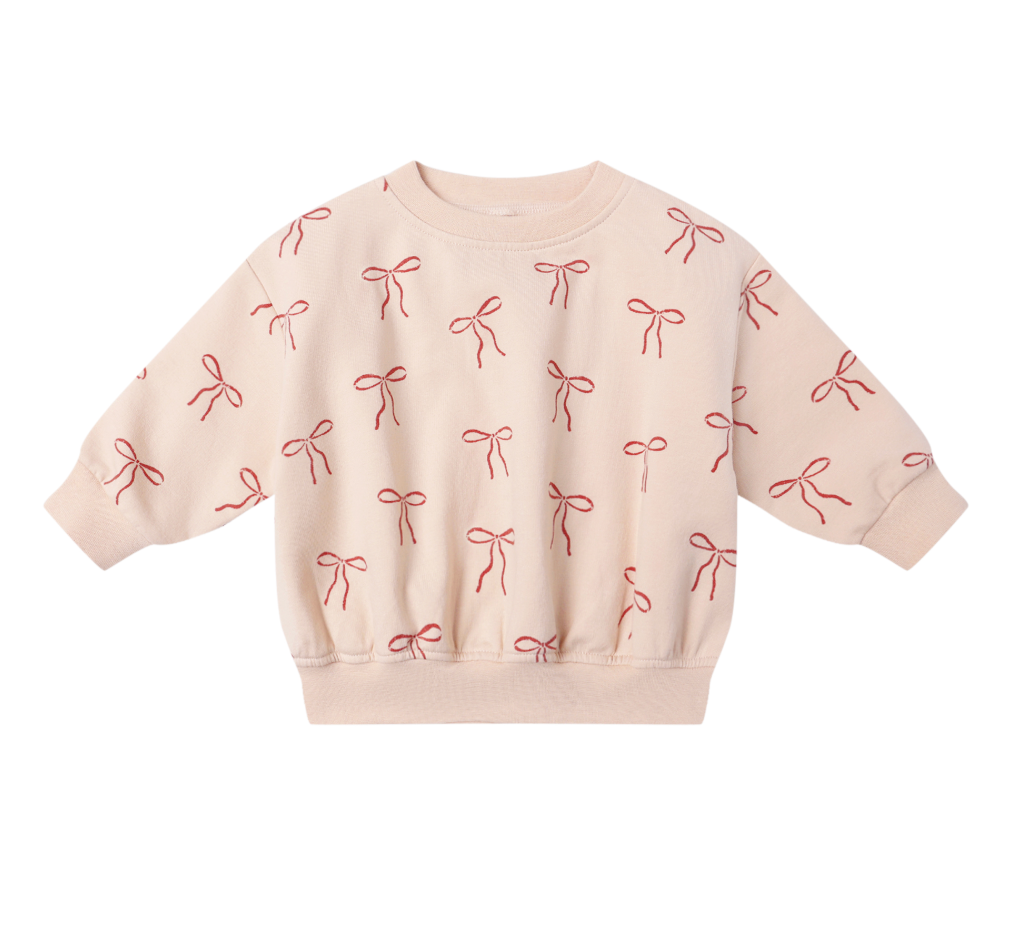 Relaxed Fleece Sweatshirt, Red Bows