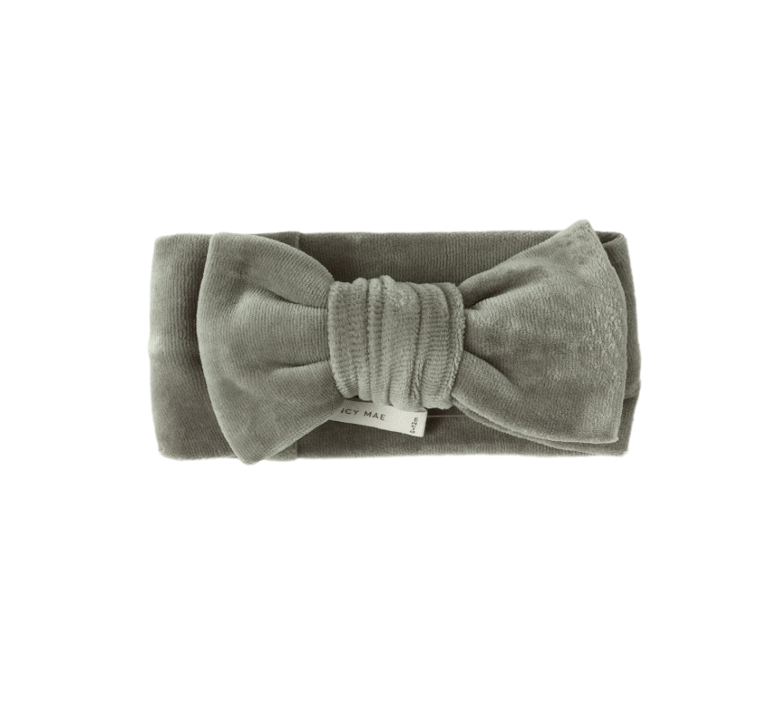 Velour Bow Headband, Forest