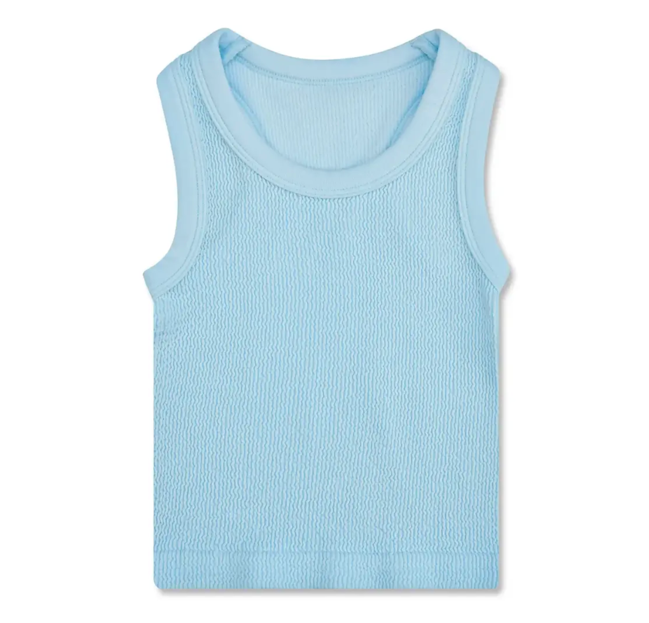 Smocked Racerback Tank, Light Blue