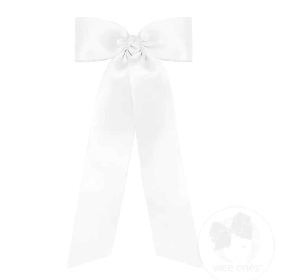 Medium French Satin Bow w/ Tails, White - Magpies Paducah