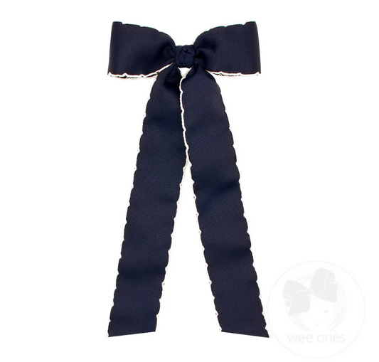 King Moonstitch Bow w/ Tails, Navy/White