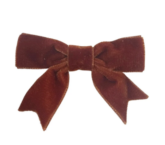 Mini Velvet Bow w/ Tails, Brown