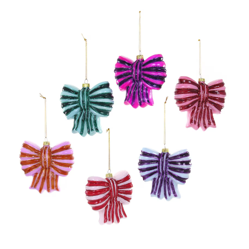 Striped Bow Ornament (Asst. Colors!) - Magpies Paducah